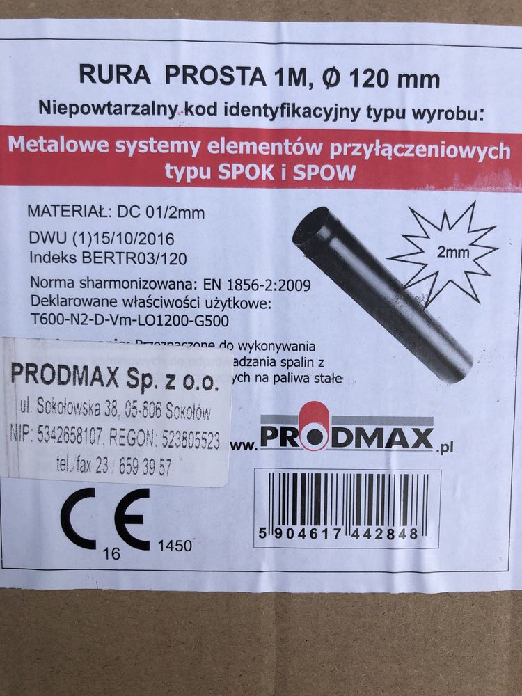 Rura prosta 120 1 metr czarna