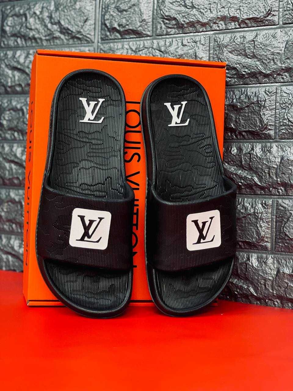 Шльопанці Louis Vuitton чоловічі Стильні Black Camouflage Пляжные Хит!