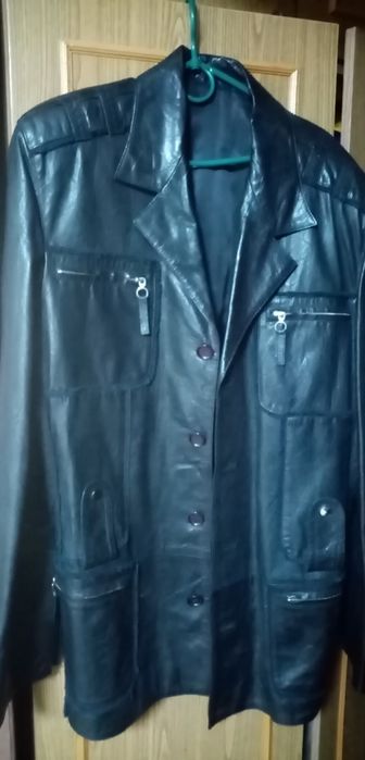 Кожаный пиджак XL