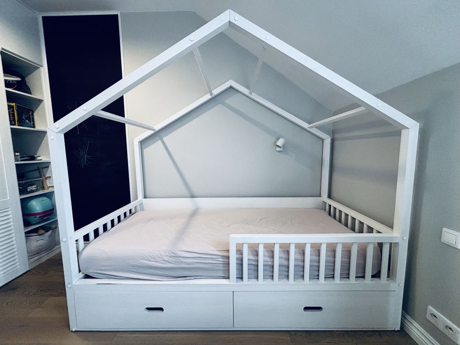 Łóżko młodzieżowe Home white drewniane 210/100