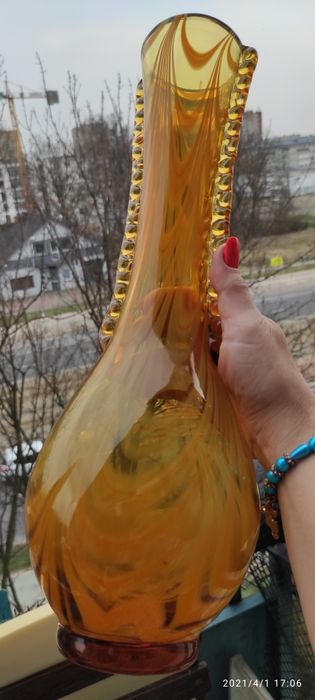 Wysoki i ciężki wazon Orkusz Huta Laura