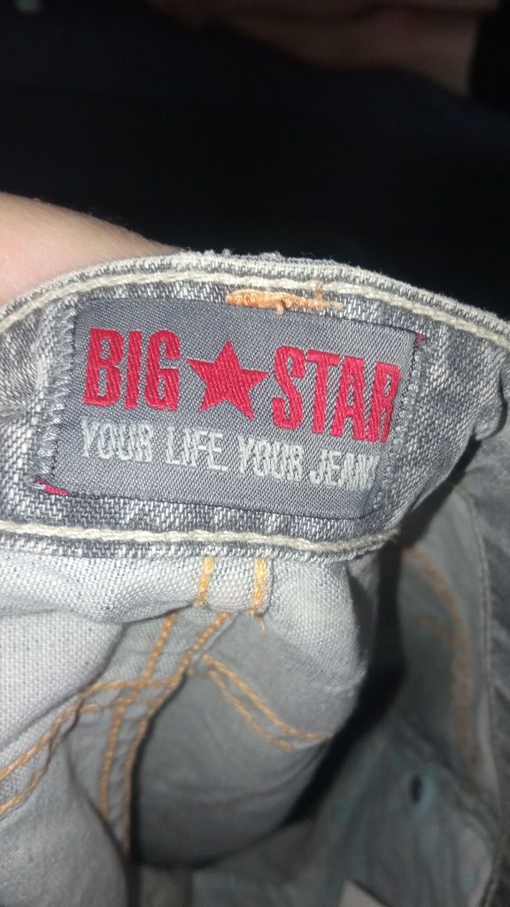 Spodnie jeansowe, jeansy Big Star, Ślubny, rozmiar 25, L32, szare