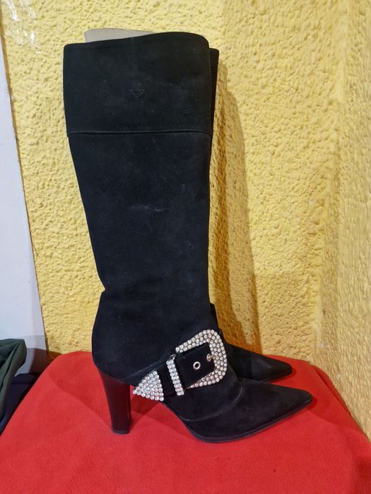 Luciano Padovan Kozaki na obcasie do kolan roz,39,szpilki zamszowe