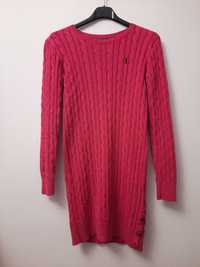 Sweter długi bawełniany różowy Ralph Lauren rozmiar L