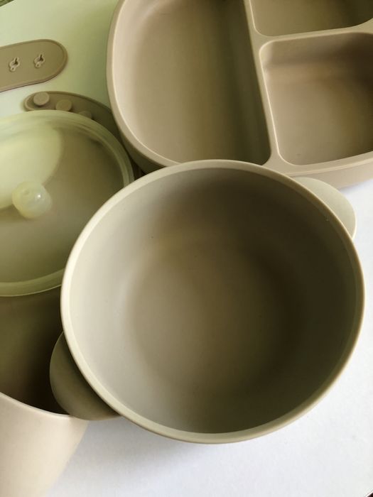 Набір силіконового посуду на присосці для дітей, посуд для прикорму