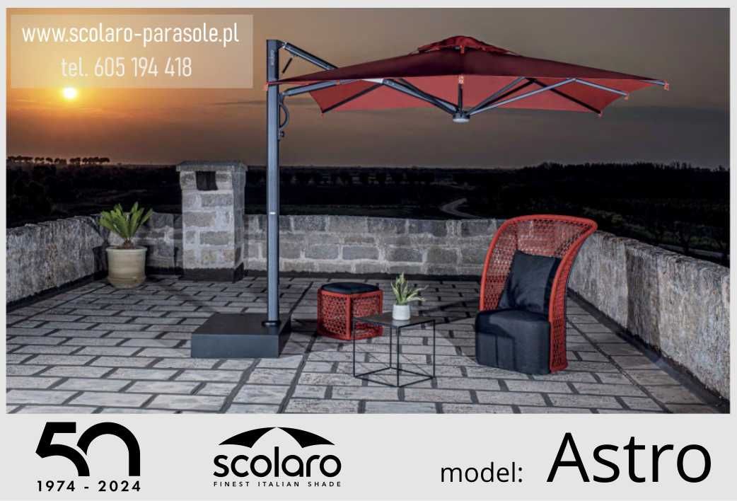 Parasol ogrodowy firmy Scolaro, model Astro Carbon 3/4m
