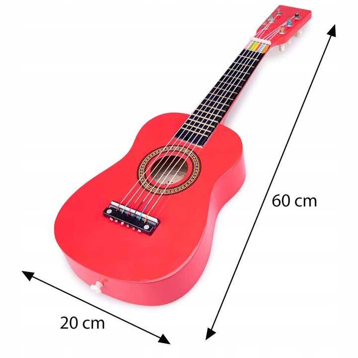 Gitara dla dzieci New Classic Toys czerwona, drewniana gitara