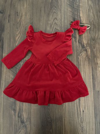 Czerwona sukienka dla dziewczynki 86/92 (idealna na święta)
