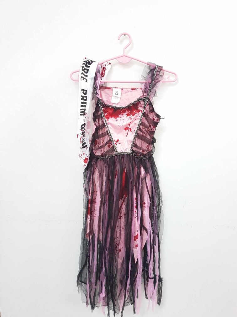 Sukienka przebranie zombie królowa balu halloween 142-152. A3077