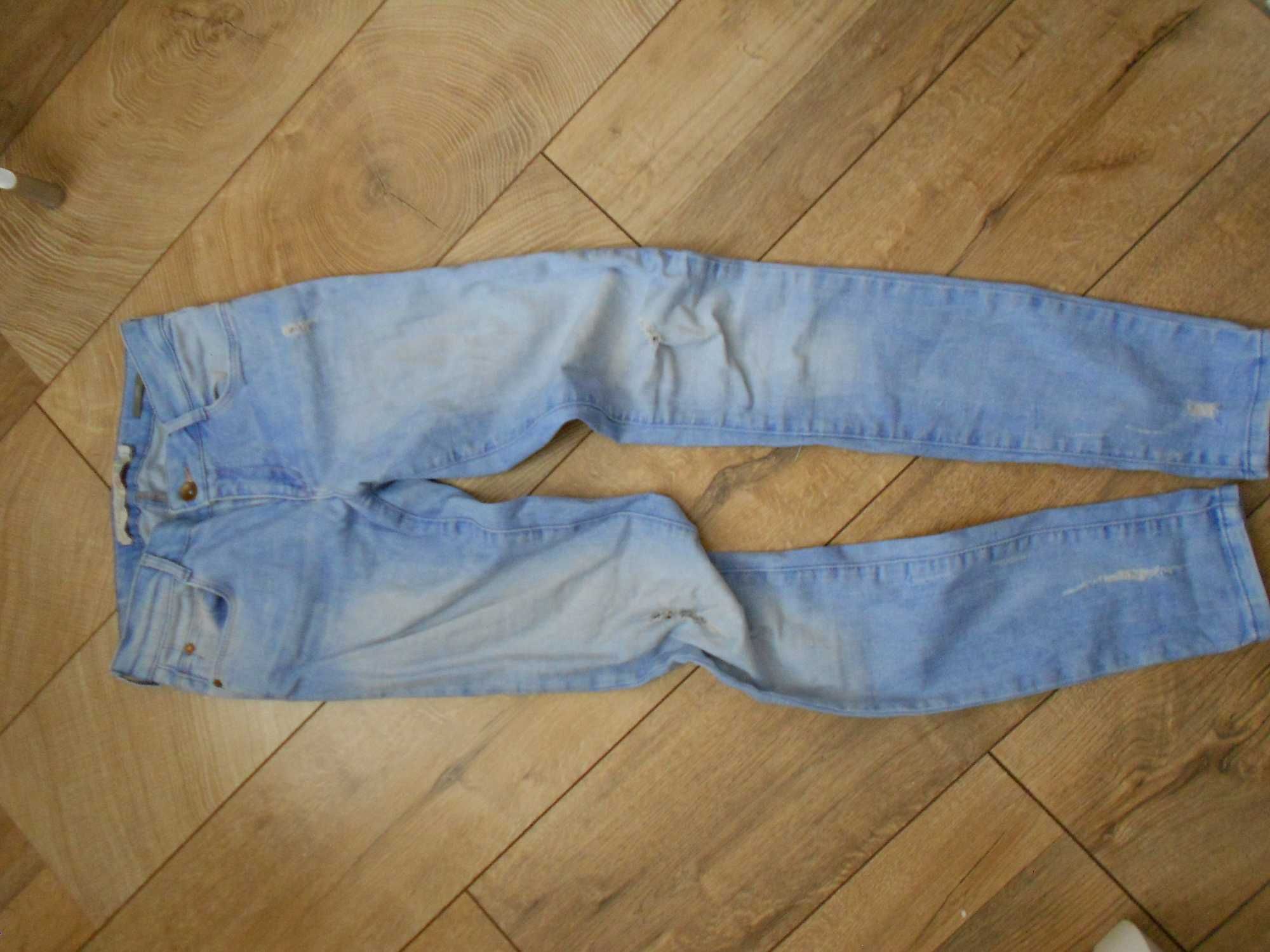 zara premium wash skinny 34 z przetarciami spodnie jeansowe