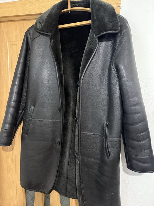 Срочно!Мужская черная дубленка, натуральная овчина