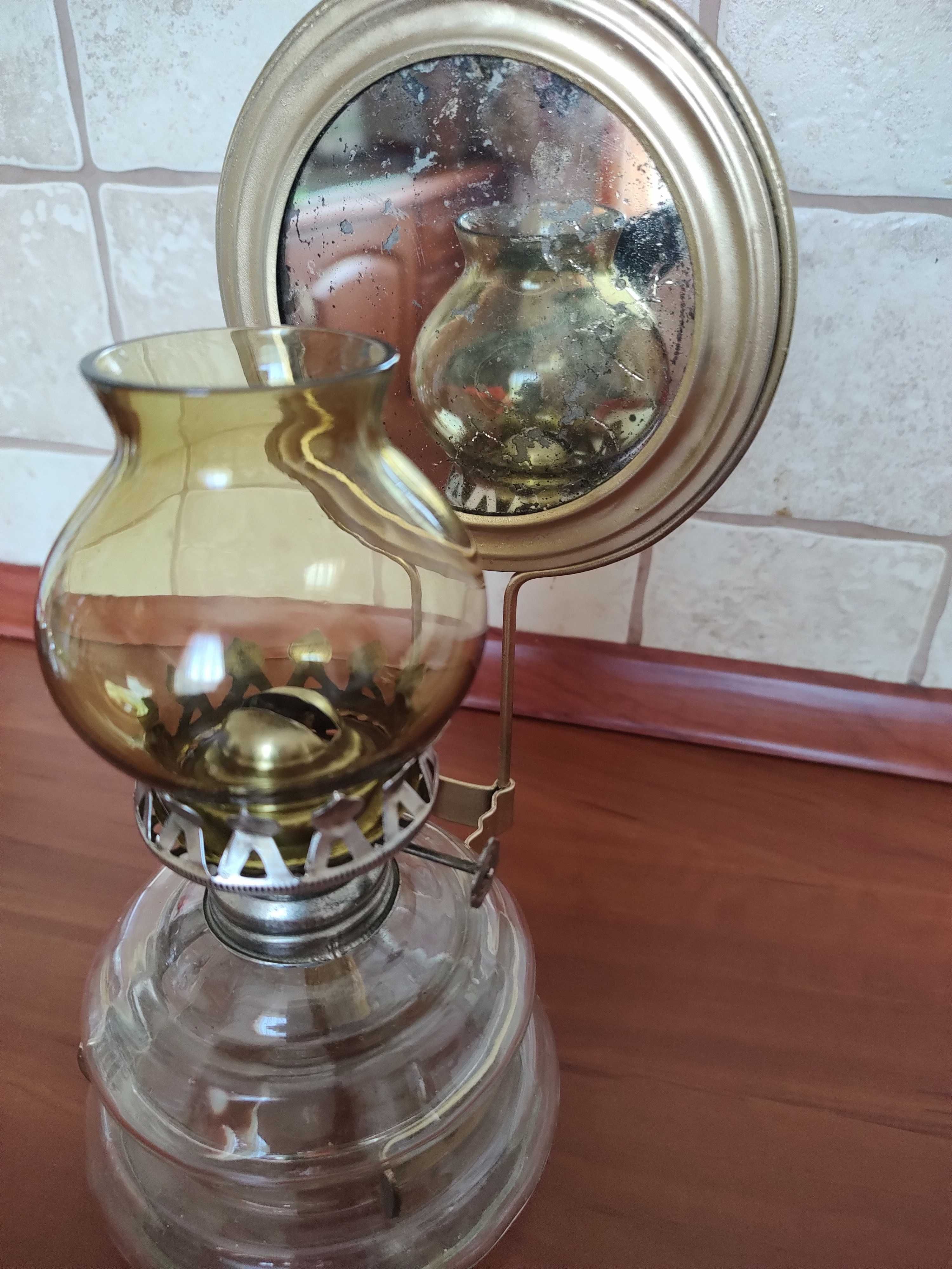 Lampa naftowa z lusterkiem lata 50-60 XX wiek
