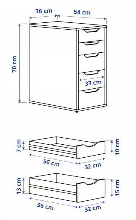 Komoda Ikea Alex 36 x 58 x 70cm biała