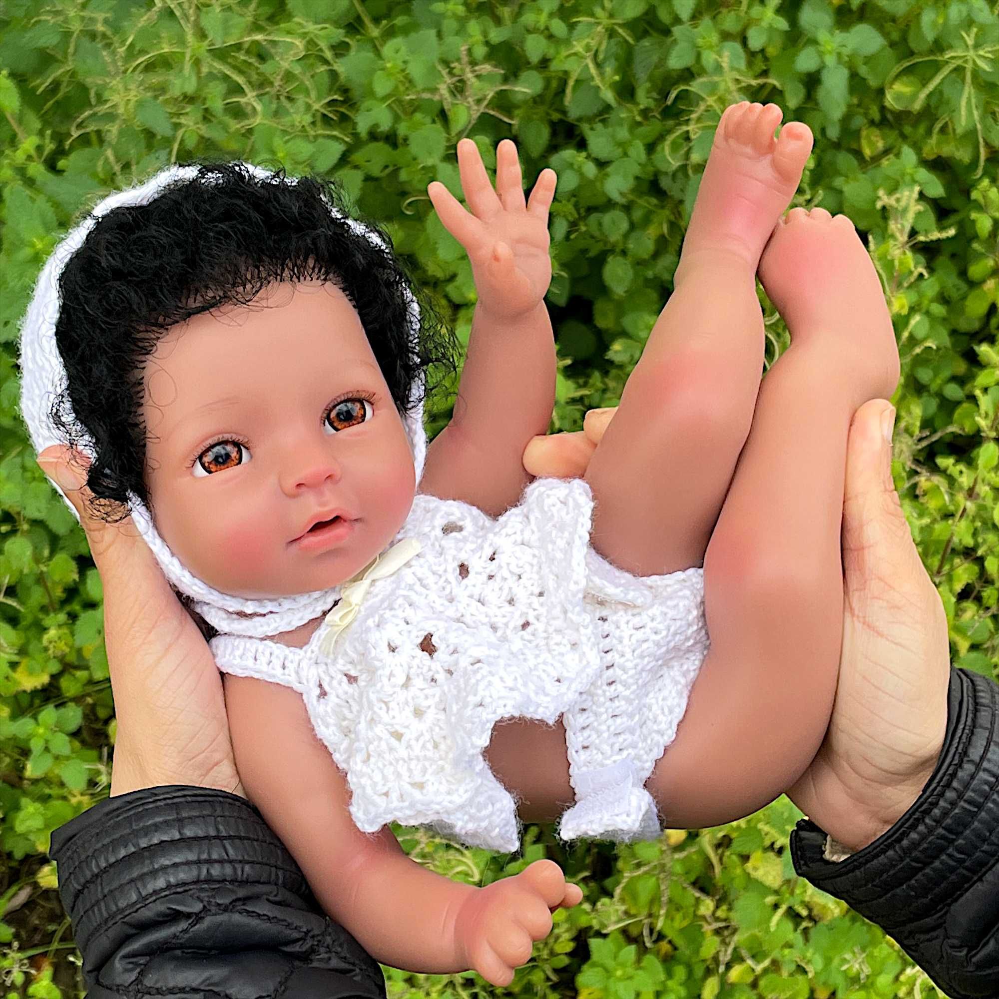 Bebé Reborn Menina Corpo Inteiro Silicone Sólido, 34cm, Pele Escura