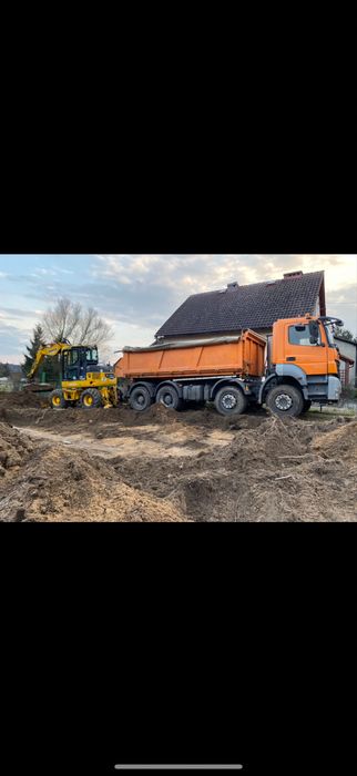 Transport i sprzedaż kruszyw, roboty ziemne, koparka