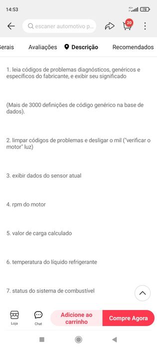 Aparelho diagnostico carro