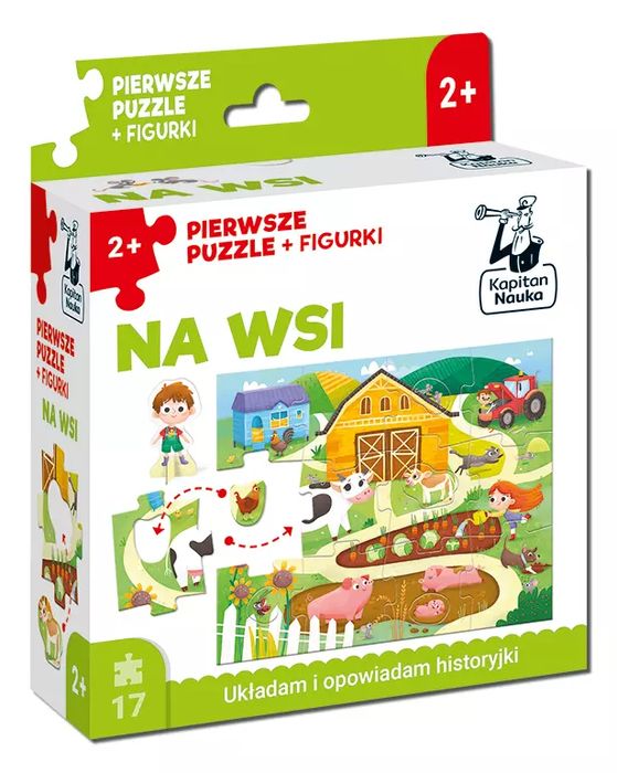 Puzzle 17 elementów. Na wsi. Pierwsze puzzle + figurki. Kapitan Nauka