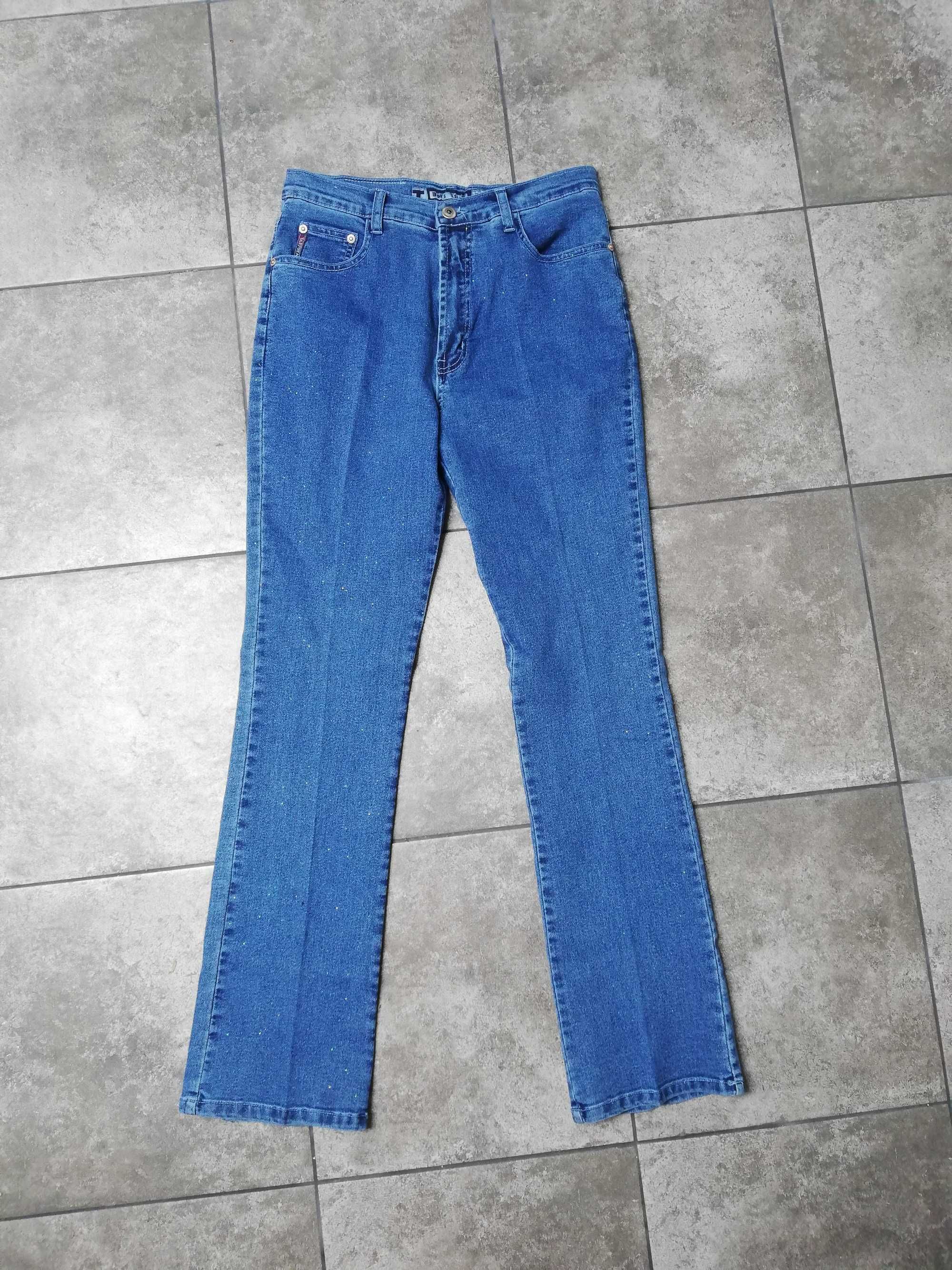 Jeansy brokatowe vintage Y2k 38-40 rozmiar M L