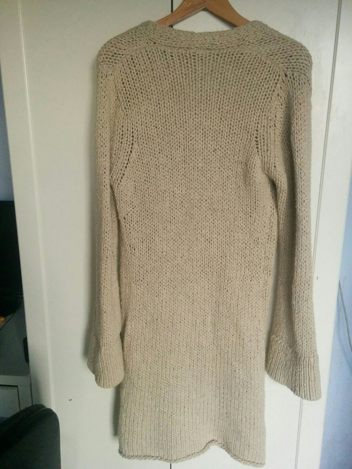 Sweter beżowy M / 38 bardzo długi bawełna