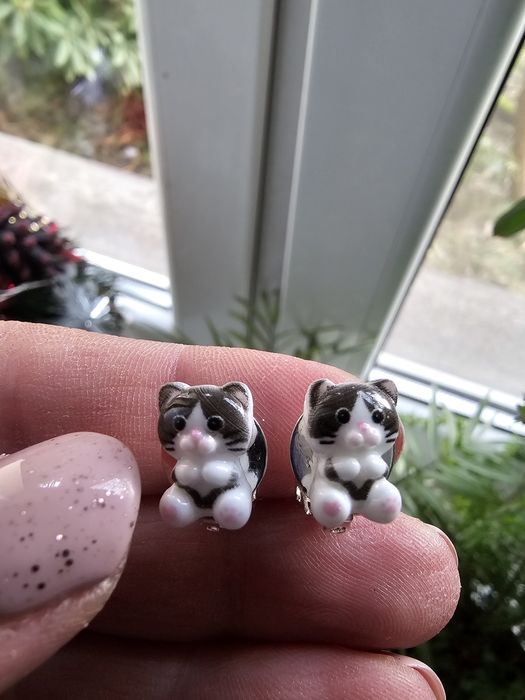 Klipsy dla dziewczynki kotki handmade