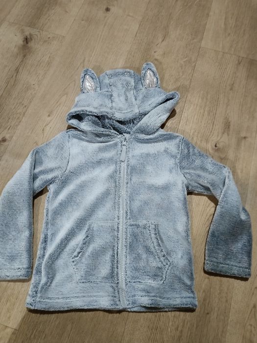 Miękka polarowa bluza z uszkami szara