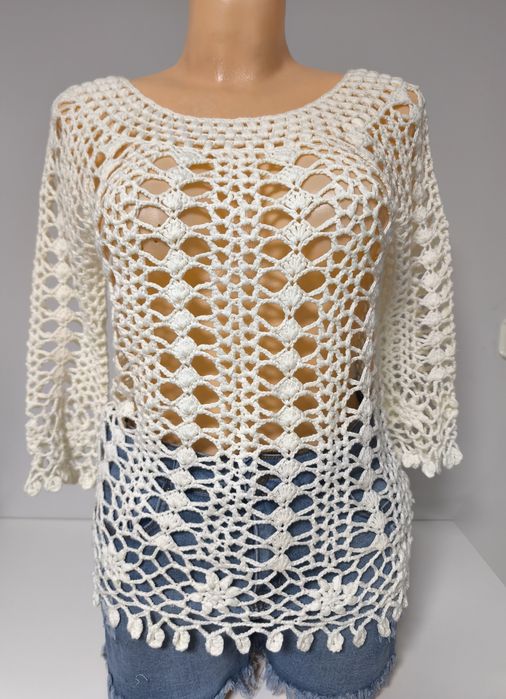 Śliczna ażurowa bluzka/narzutka w stylu Boho rozmiar S/M