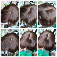 Натуральна накладка перука парик імітація шкіри коричневий слов'янськи