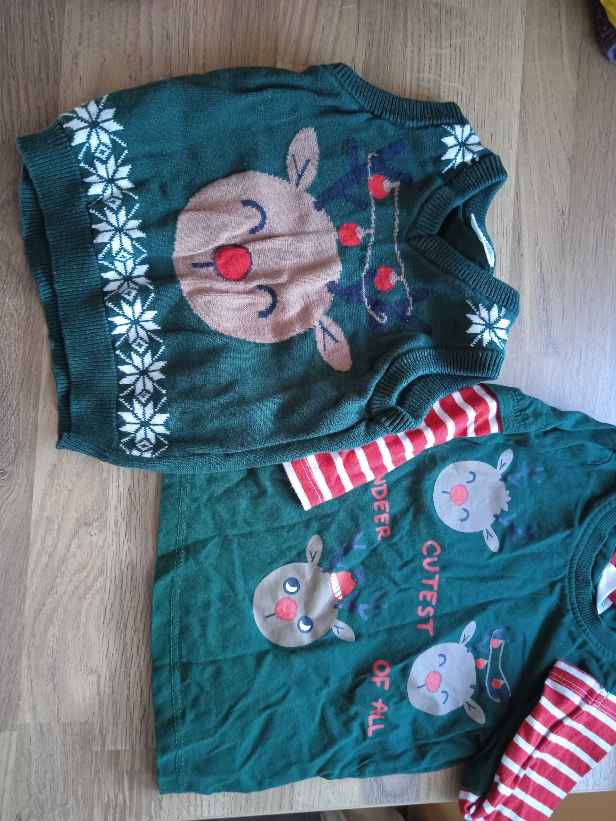 Sweterek świąteczny+bluzeczka świąteczna rozm 74/80