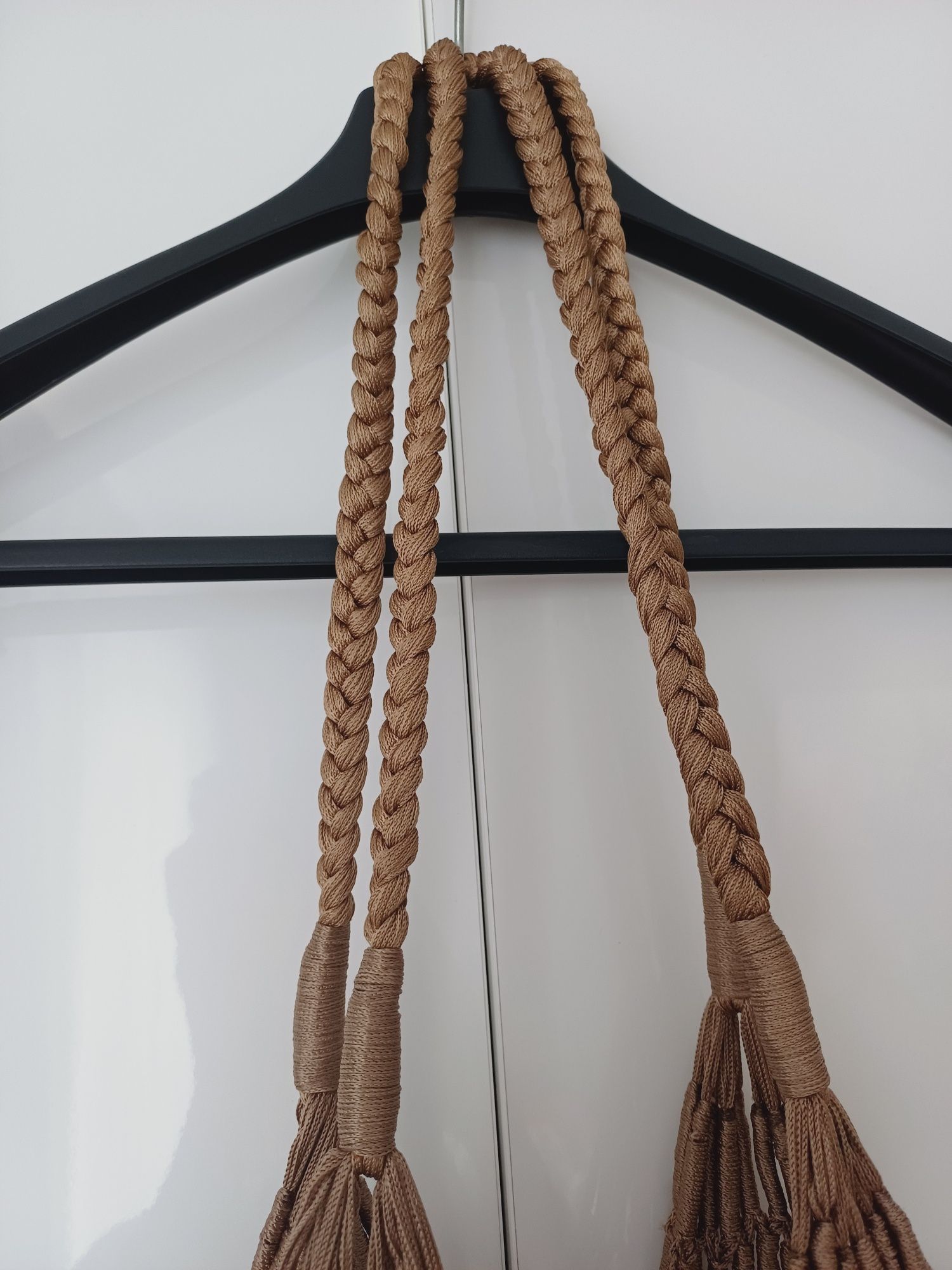 Massimo Dutti torebka worek na ramię do ręki pleciona letnia beż brąz