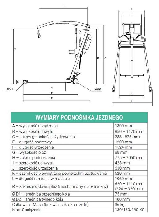 Podnośnik jezdny LeviCare J130 dla pacjentów z problemem z poruszaniem
