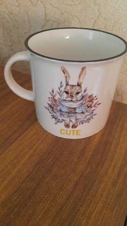 Чашка, чашка с рисунком кролика, чашка с рисунком