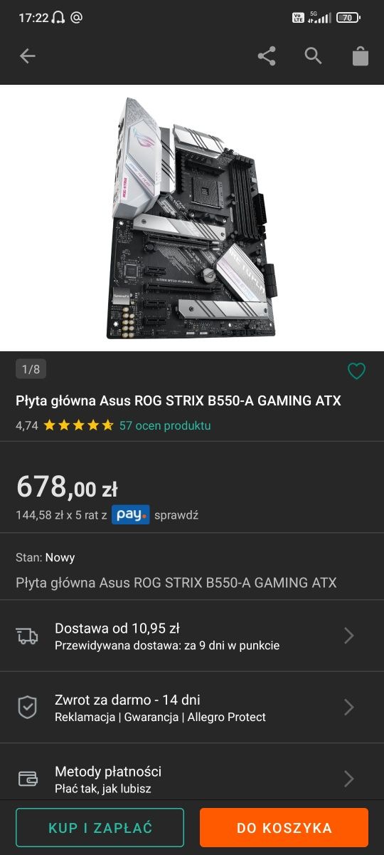 Asus ROG STRIX B550-A+GAMING Obudowa Enermax Starryfort SF30 RGB Tower