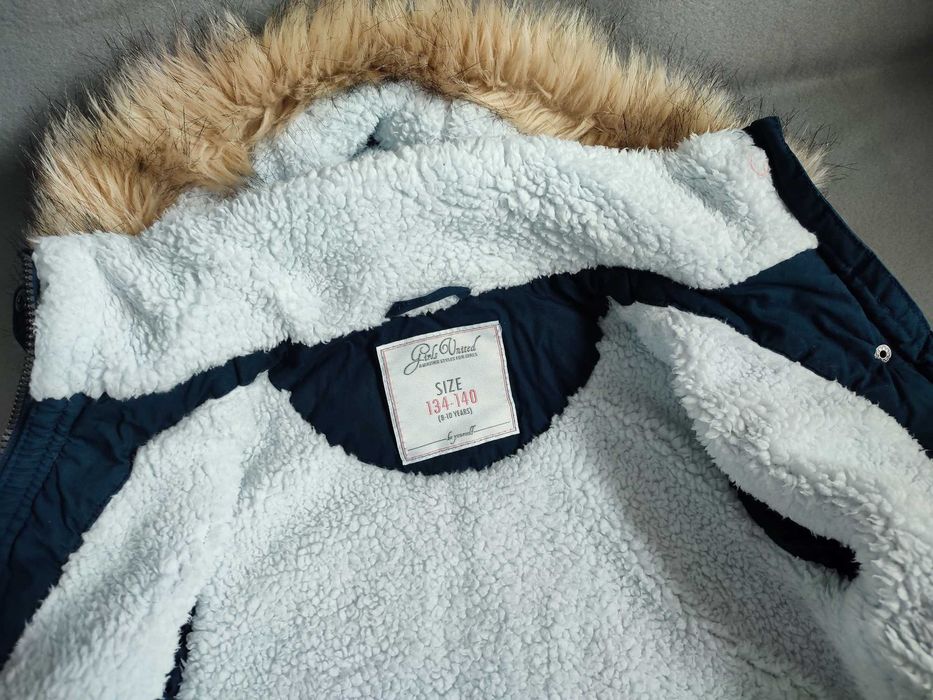 Парка детская, куртка на девочку, осень-зима, размер 8-10 лет, 134-140