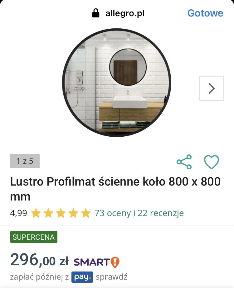 Lustro okrągłe 80x80 Loft