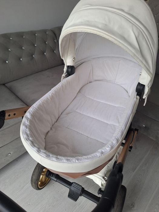 Wozek Junama diamond mirror satin bialy ekoskóra uniwersalny wysyłka
