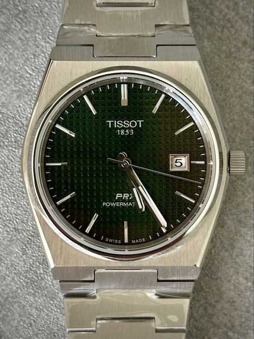 Чоловічий годинник Tissot PRX powermatick 80 зелений. Тиссо зеленый