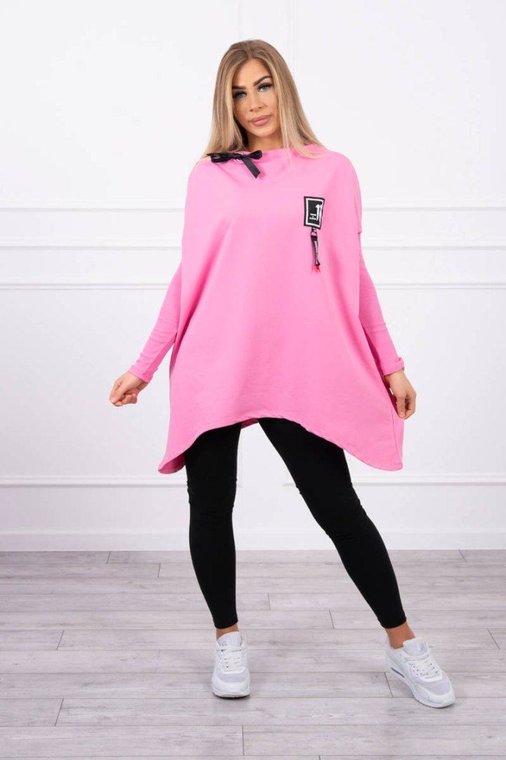 Bluza oversize z asymetrycznymi bokami jasny róż