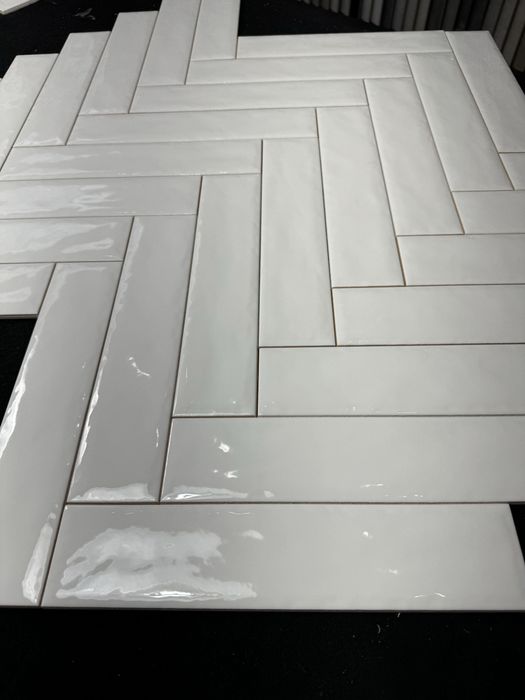 AZARIO Plytki Uniwersalna cegielka 6,5 x 29,8 Bianco Struktura połysk