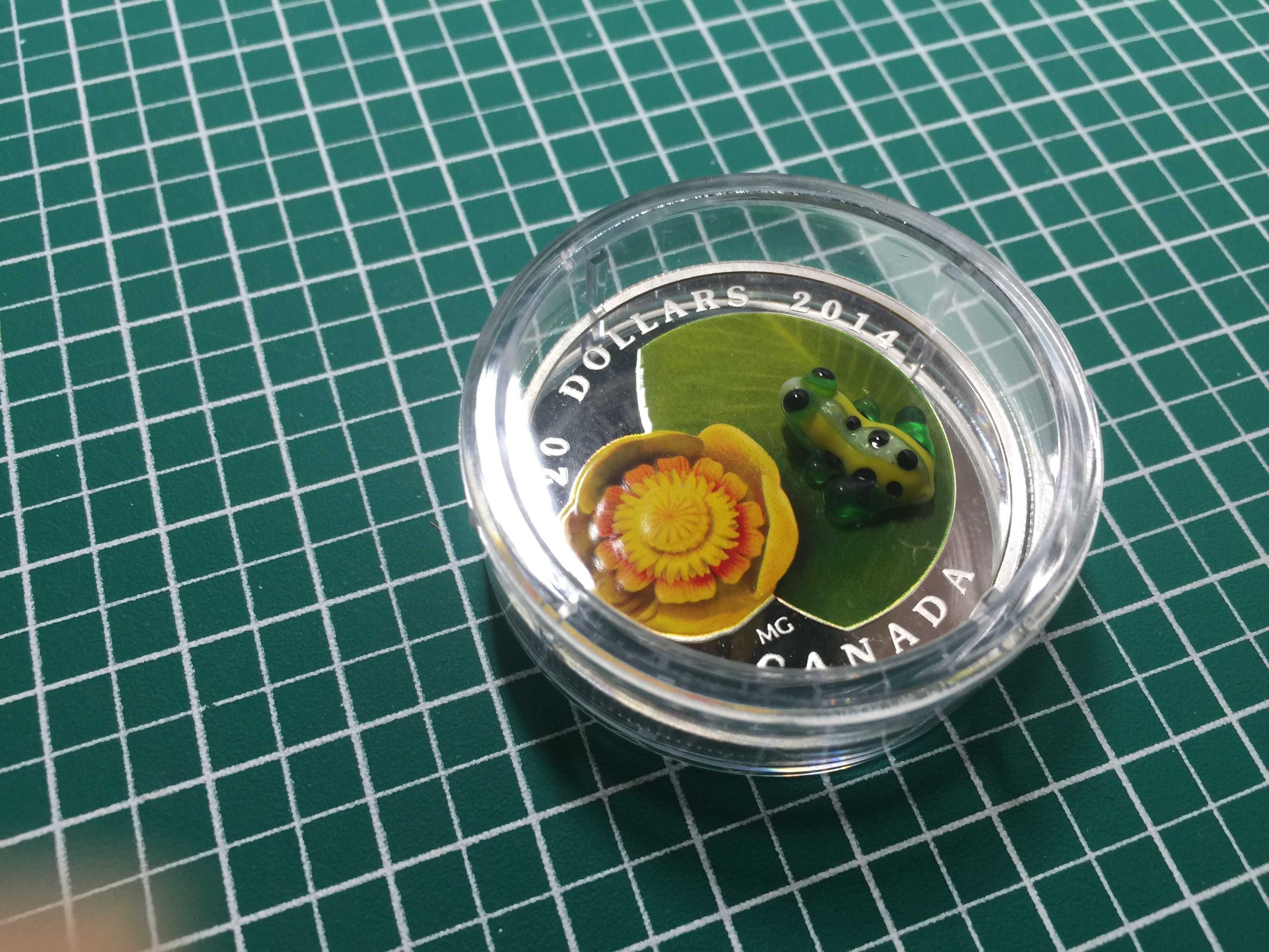 Srebrna moneta 3D Leopard Frog z serii Water-lily RARYTAS