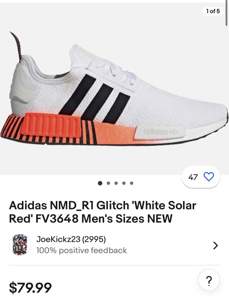 Кросівки чоловічі як нові 43р Adidas Nmd r1 Glitch white solar red