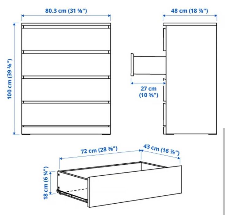 Komoda Ikea Malm 4 szuflady