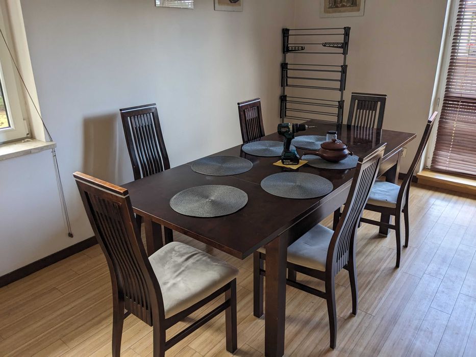 Stół drewniany Klose + 6 krzeseł + stolik kawowy