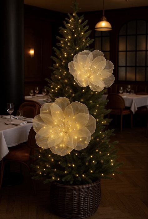 Большие цветы , банты на елку - Трендовый новогодний декор  2026