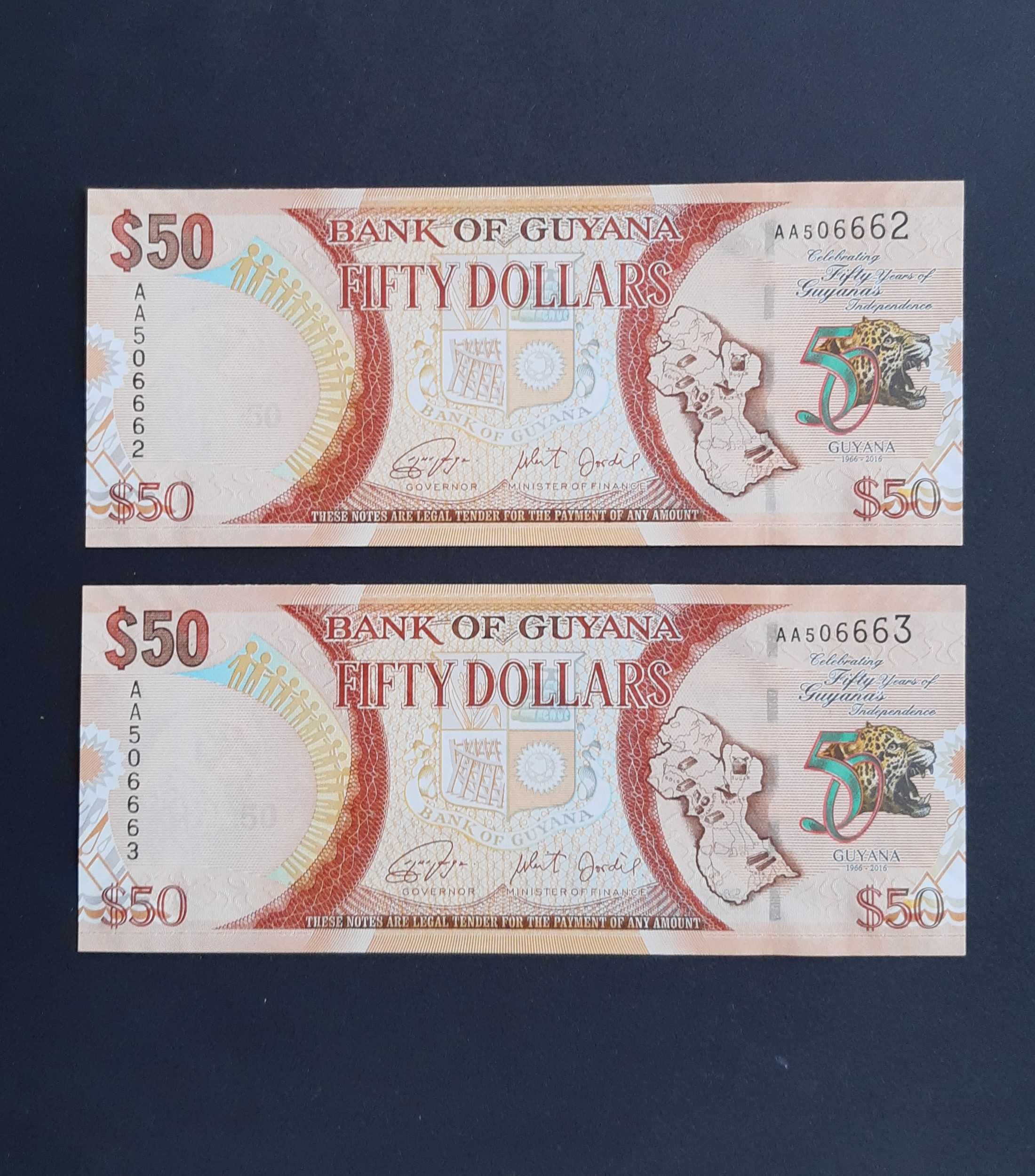 Banknoty Gujana 50 Dolarów z 2016