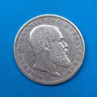 Niemcy Cesarstwo, Wirtembergia 5 marek 1893, Wilhelm II, srebro 0,900