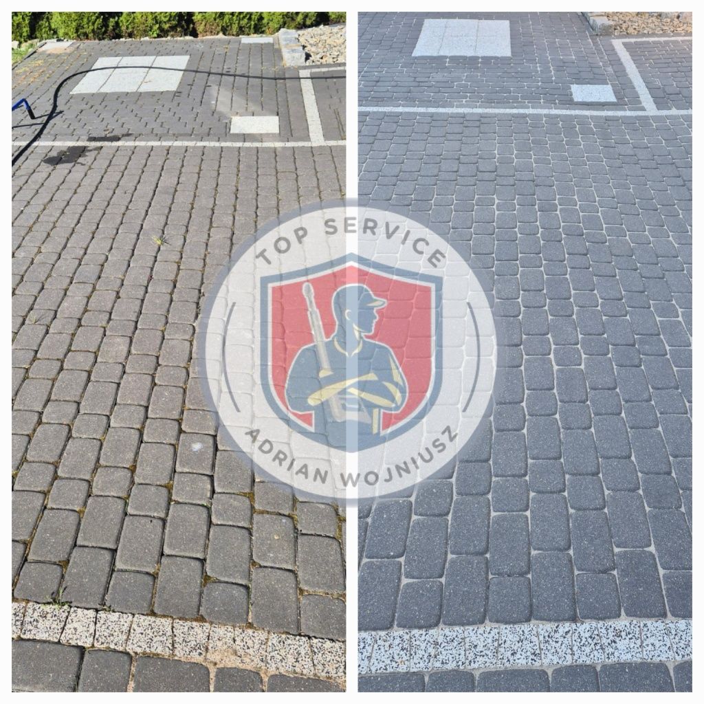 Mycie kostki brukowej, elewacji, dachów