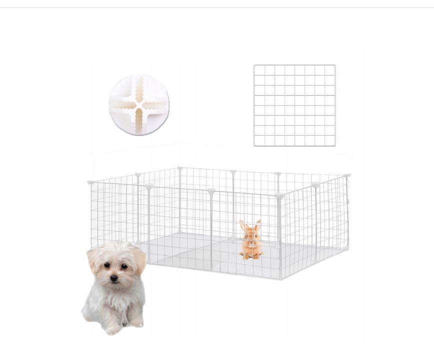 Kojec dla psa szczeniaka klatka zagroda 10 element bialy