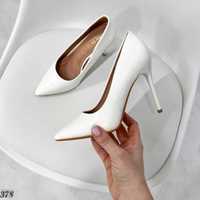 Білі туфлі каблук белые туфли свадебные туфли весільні туфлі 35-39р