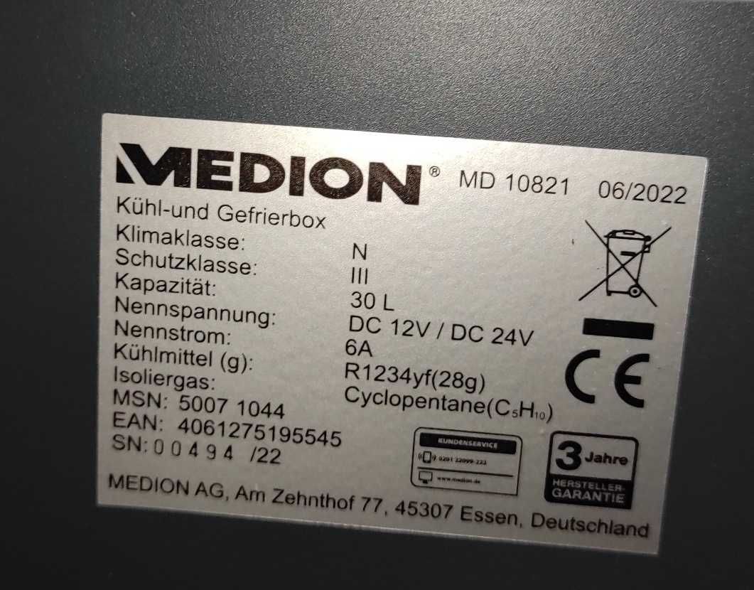 Автохолодильник 2 в 1 охолоджувальна або морози камер MEDION MD 10821