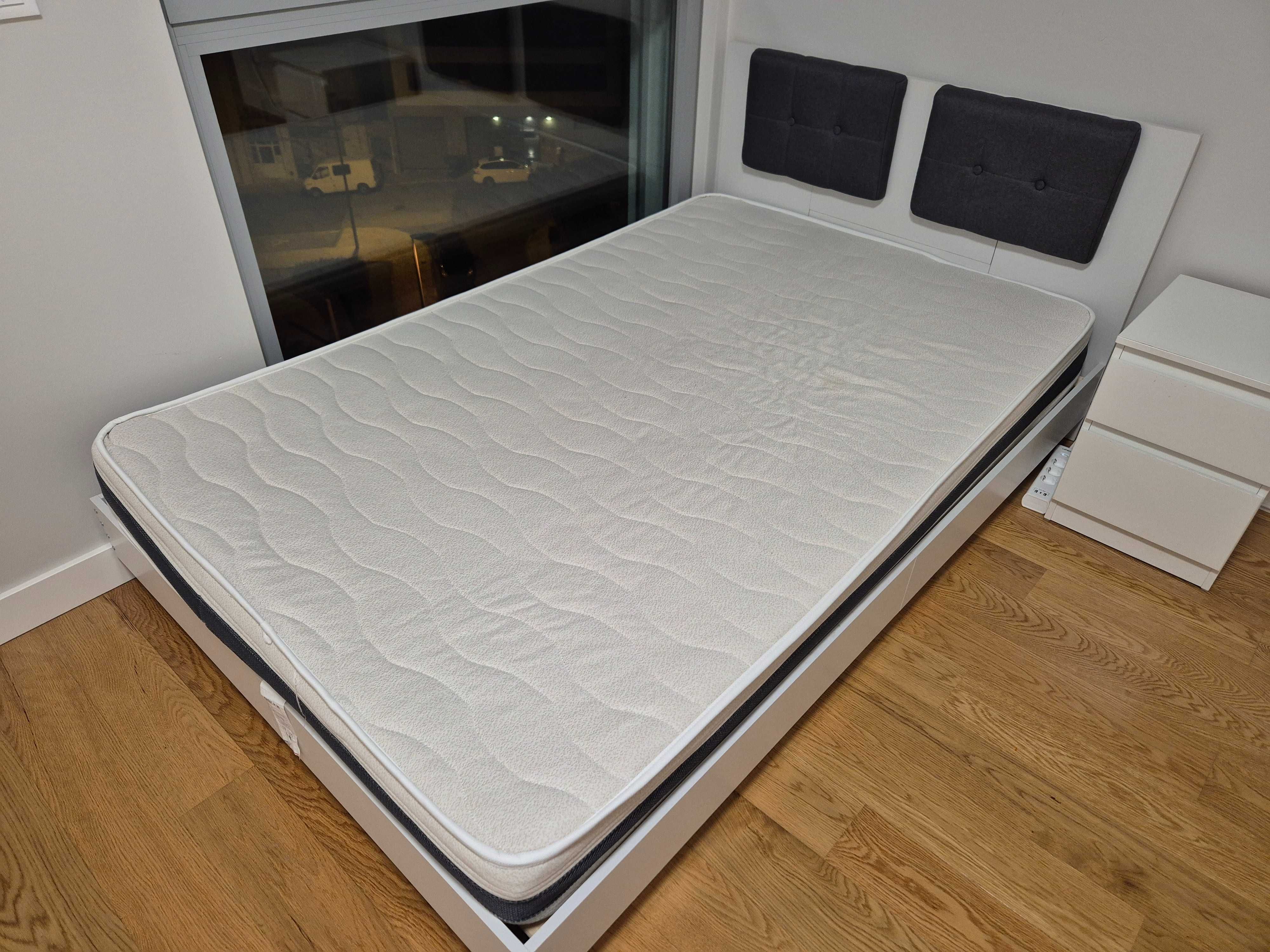vidaXL Estrutura cama c/ cabeceira 120x190 cm derivados madeira branco